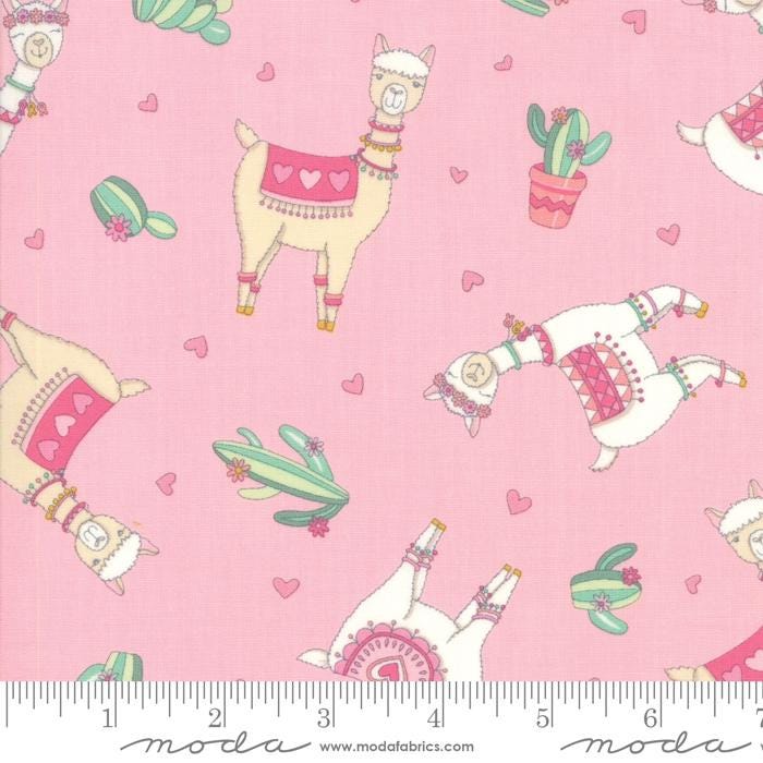 Llama Love 5" Charm Pack OOP, Moda 19920PP, 5" Precut Pink Blue Llama Fabric Squares, Valentine's Day Charm Pack Fabric, Deb Strain