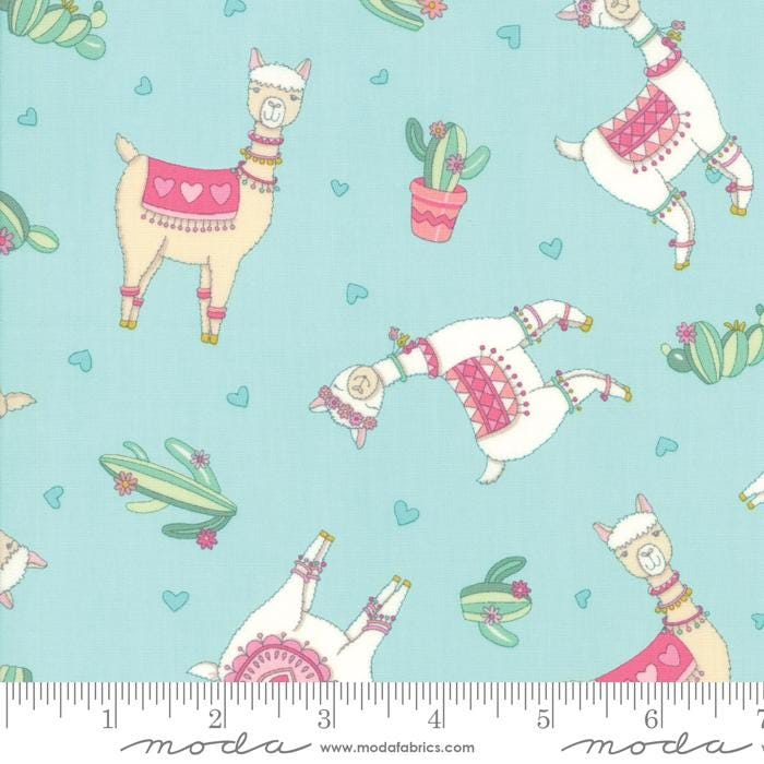 Llama Love 5" Charm Pack OOP, Moda 19920PP, 5" Precut Pink Blue Llama Fabric Squares, Valentine's Day Charm Pack Fabric, Deb Strain