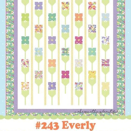 Everly Quilt Pattern, Coriander Quilts CQ243, Charm Squares Friendly Spring Summer Flowers Quilt Pattern, Floral Throw Quilt Pattern, Yoder