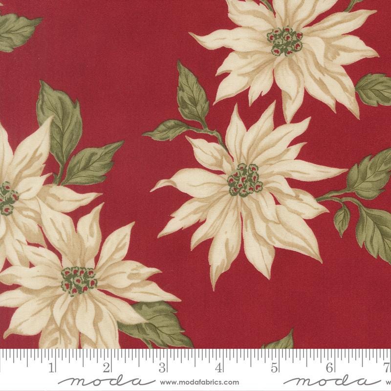 Candlelight Christmas 2.5" Jelly Roll, Moda 44420JR, Precut 2.5" Paisley Floral Red Green Black Cream Christmas Fabric Strips, 3 Sisters