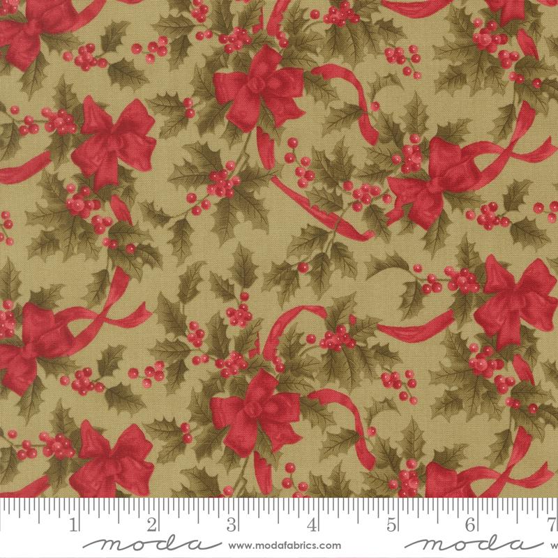 Candlelight Christmas 2.5" Jelly Roll, Moda 44420JR, Precut 2.5" Paisley Floral Red Green Black Cream Christmas Fabric Strips, 3 Sisters