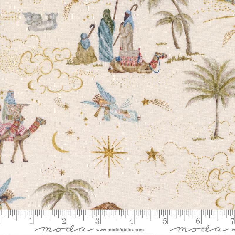 Silent Night 5" Nativity Charm Pack, Moda 40050PP, 5" Precut Traditional Christmas Xmas Fabric Squares, Watercolour Heart