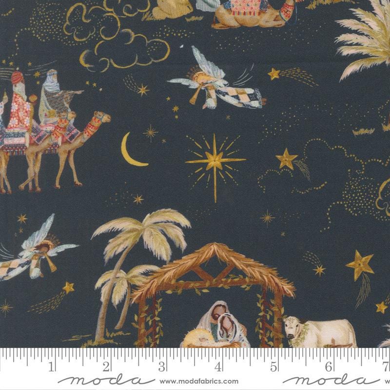 Silent Night 5" Nativity Charm Pack, Moda 40050PP, 5" Precut Traditional Christmas Xmas Fabric Squares, Watercolour Heart