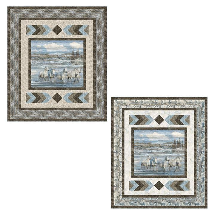 Running Free Panel Frame Quilt PATTERN, Cathey Marie Designs CMD331 PTN3566, 36" Horizontal Fabric Panel Friendly Quilt Pattern