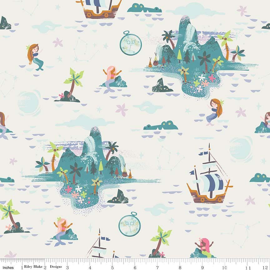 Neverland 5" Stacker OOP, Riley Blake 5-6570-42, 5" Precut Peter Pan Neverland Fairy Tale Fabric Squares, Children's Novelty Fabric, Howarth