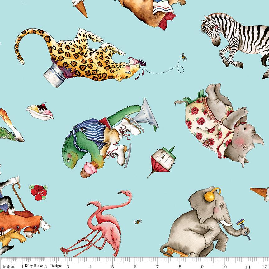 Hungry Animal Alphabet 5" Stacker OOP, Riley Blake 5-10180-42, 5" Precut Baby Nursery Whimsical Animal Fabric Squares, J Wecker Frisch