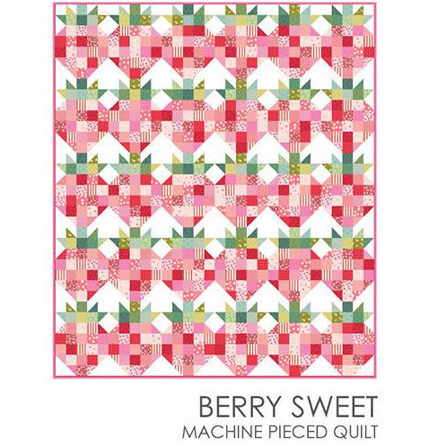 Berry Sweet Quilt Pattern, Sue Daley Designs PSD-BERRY, Yardage Scrap Friendly Patchwork Strawberries Quilt Pattern