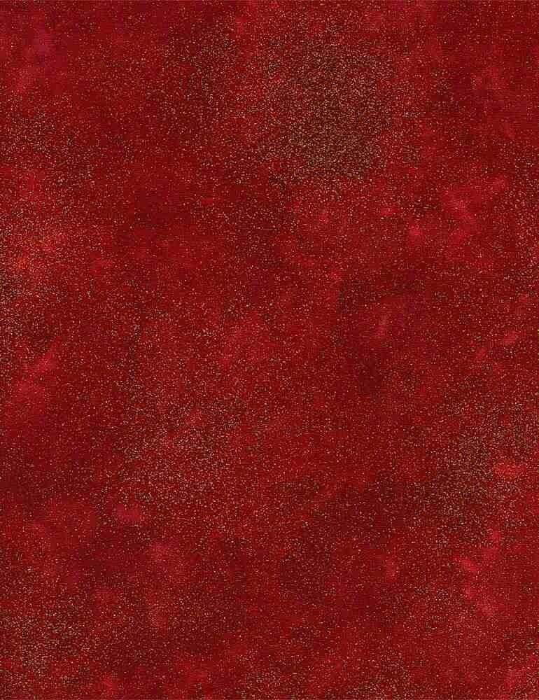 Merry Christmas- Shimmer Red Tonal Metallic Blender Fabric, Timeless Treasures Shimmer Red, Gold Metallic Accents on Red Fabric, By the Yard