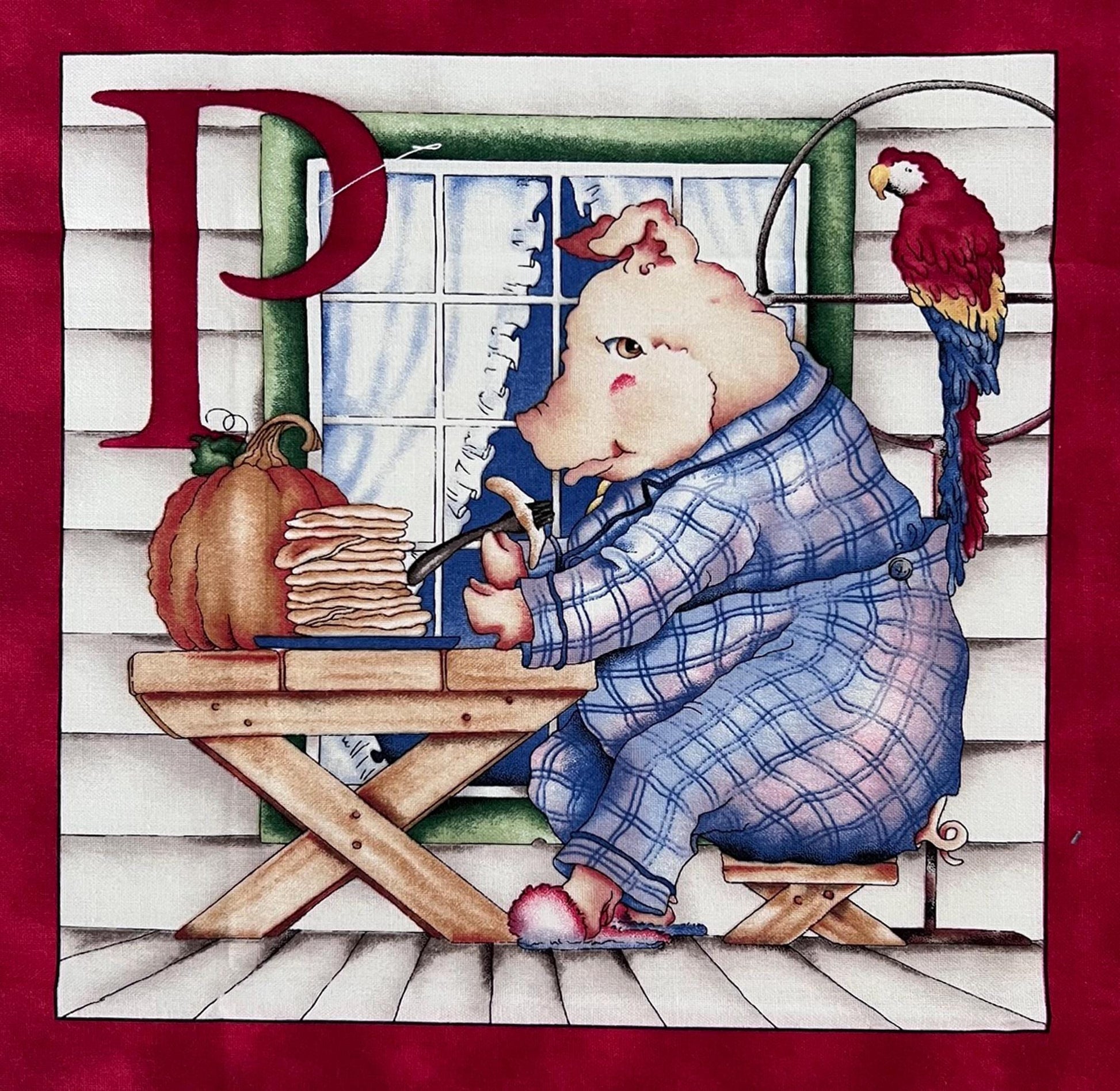 RARE Hungry Animal Alphabet Fabric Panel OOP, Quilting Treasures, Children's Novelty Fabric, J Wecker Frisch