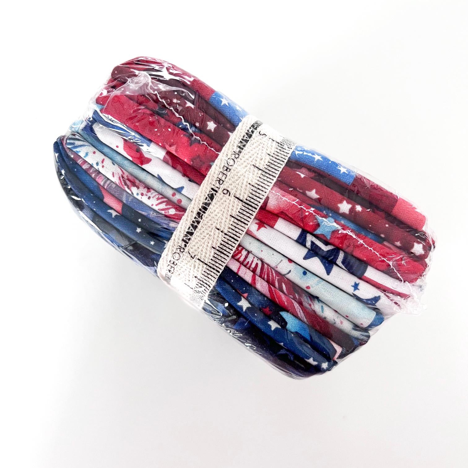 Stars and Stripes 14 Fat Quarter Bundle, Robert Kaufman FQ-2279-14, Modern Bright Christmas Xmas Fabric, 18" x 22" Fat Quarter Yard Cuts