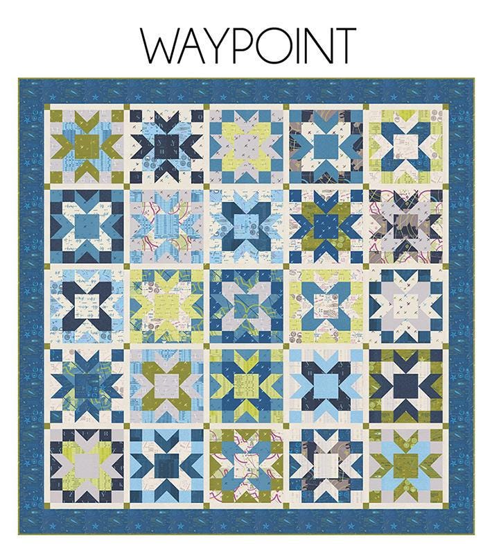Waypoint Quilt Pattern, Sariditty SD029, Fat Quarter FQ Friendly Stars Square Throw Quilt Pattern, Sarah Thomas