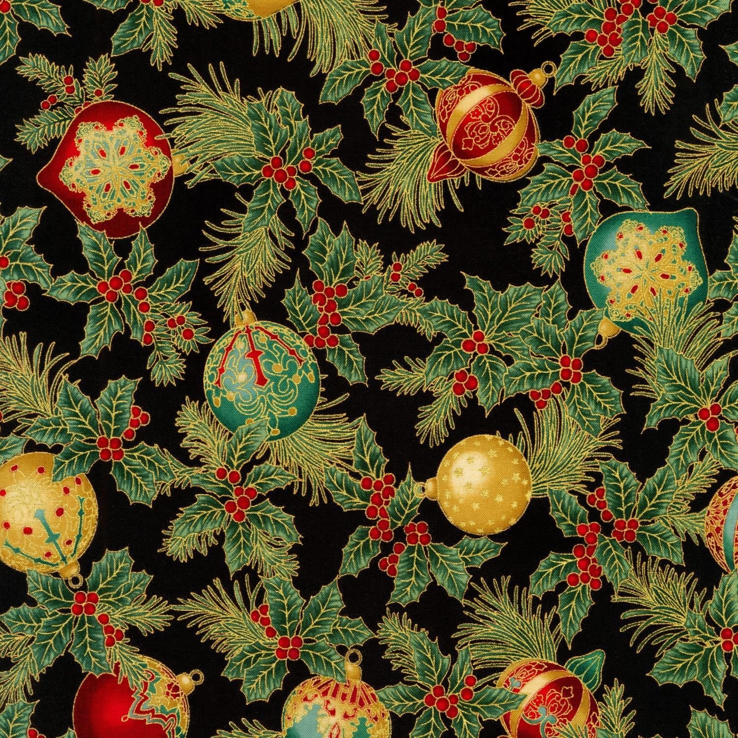 Holiday Flourish 12 5" Charm Squares OOP, Robert Kaufman CHS-785-42, Precut 10" Traditional Xmas Gold Metallic Charm Pack Fabric Squares