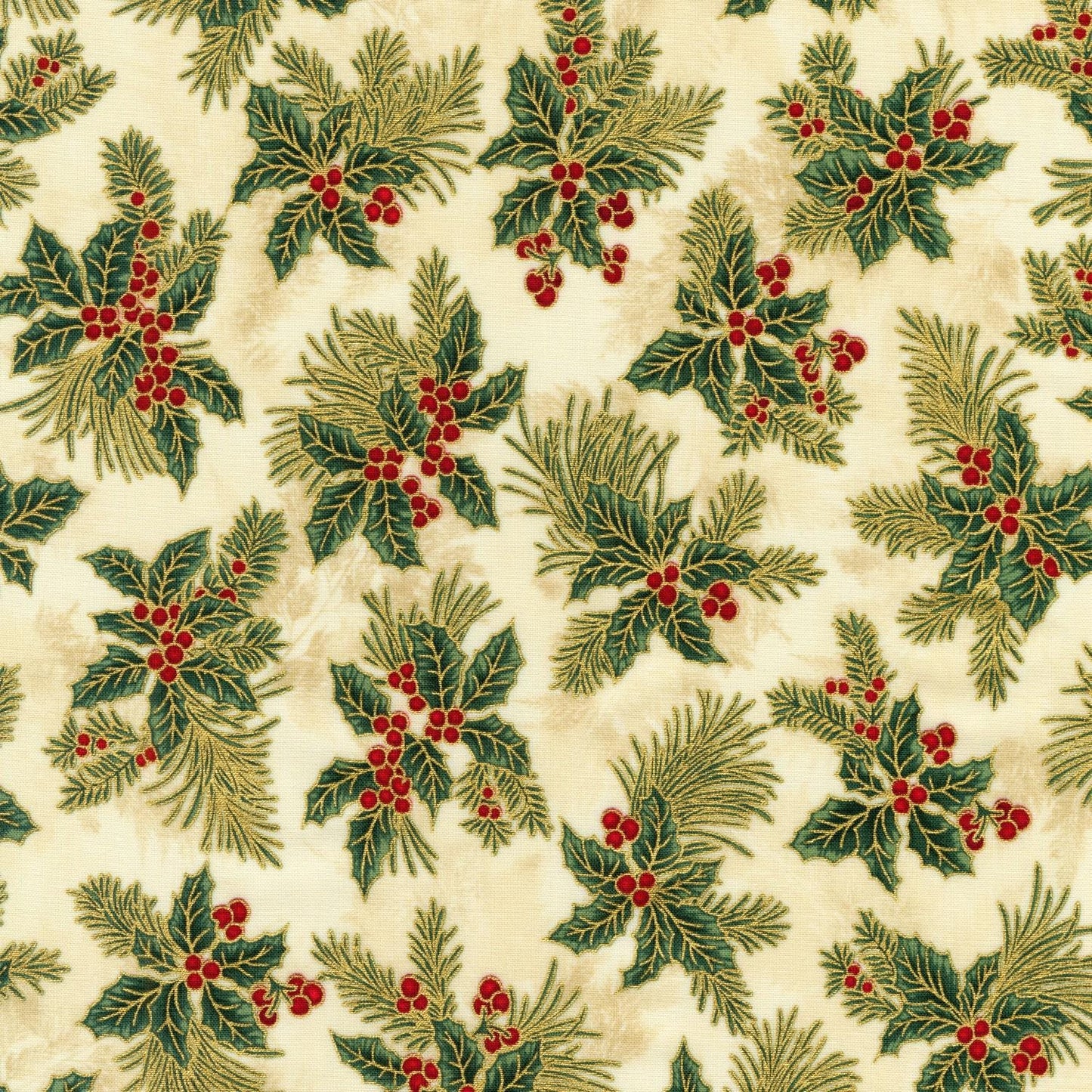 Holiday Flourish 12 5" Charm Squares OOP, Robert Kaufman CHS-785-42, Precut 10" Traditional Xmas Gold Metallic Charm Pack Fabric Squares