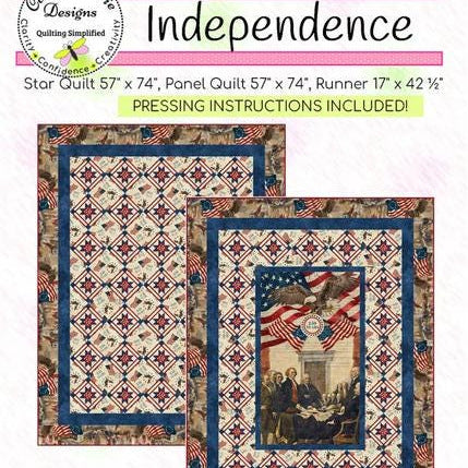 Independence Panel Frame or Runner Quilt PATTERN, Cathey Marie Designs CMD329 PTN3545, Fabric Panel Friendly Star Quilt Pattern