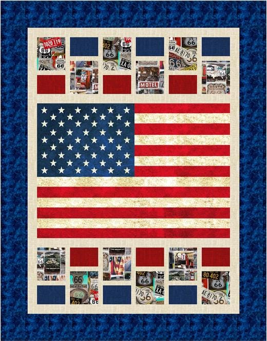 Hopscotch Panel Frame Quilt PATTERN, Quilting Renditions QR1132, Horizontal Fabric Panel Friendly Throw Quilt Pattern