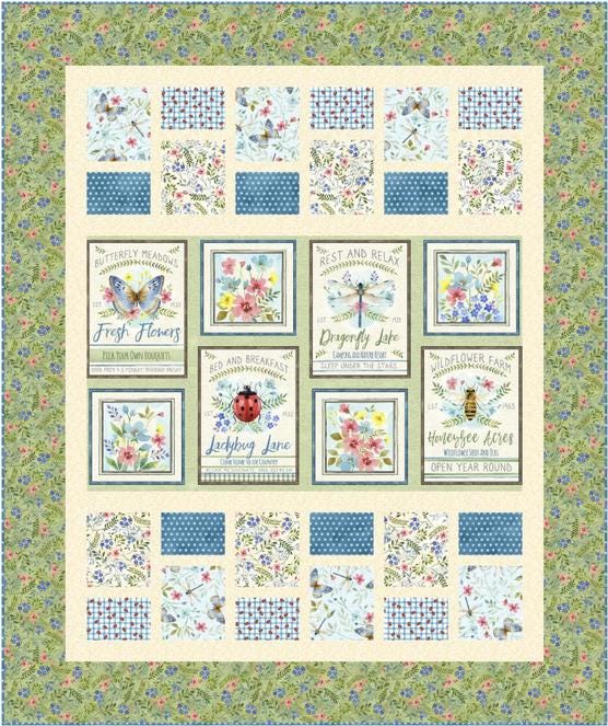 Hopscotch Panel Frame Quilt PATTERN, Quilting Renditions QR1132, Horizontal Fabric Panel Friendly Throw Quilt Pattern