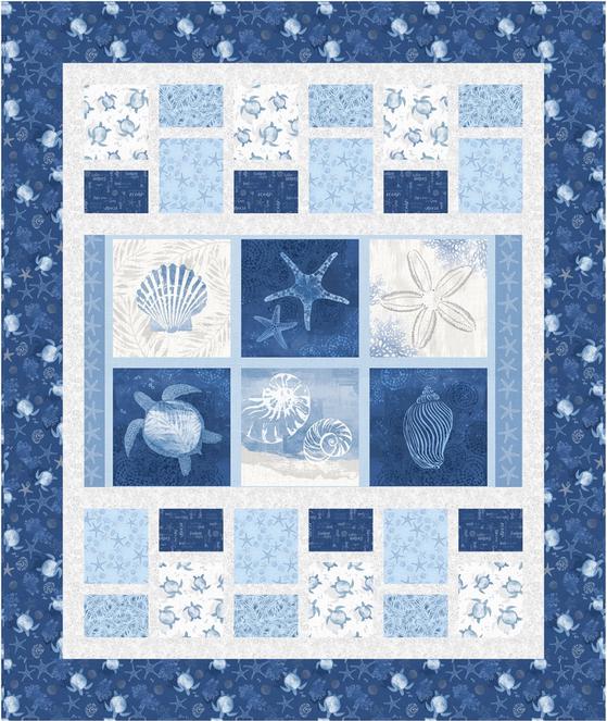Hopscotch Panel Frame Quilt PATTERN, Quilting Renditions QR1132, Horizontal Fabric Panel Friendly Throw Quilt Pattern