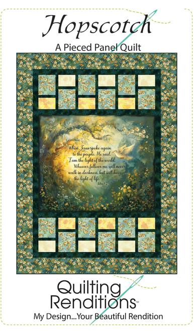 Hopscotch Panel Frame Quilt PATTERN, Quilting Renditions QR1132, Horizontal Fabric Panel Friendly Throw Quilt Pattern