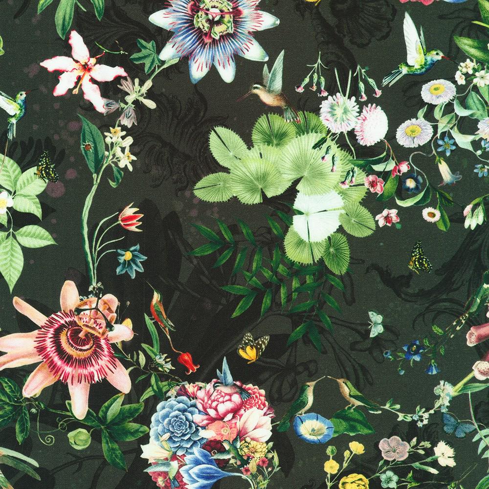Twilight Terrace 5" Charm Squares, Robert Kaufman CHS-1396-42, 5" Precut Pink Green Black Floral Fabric Squares