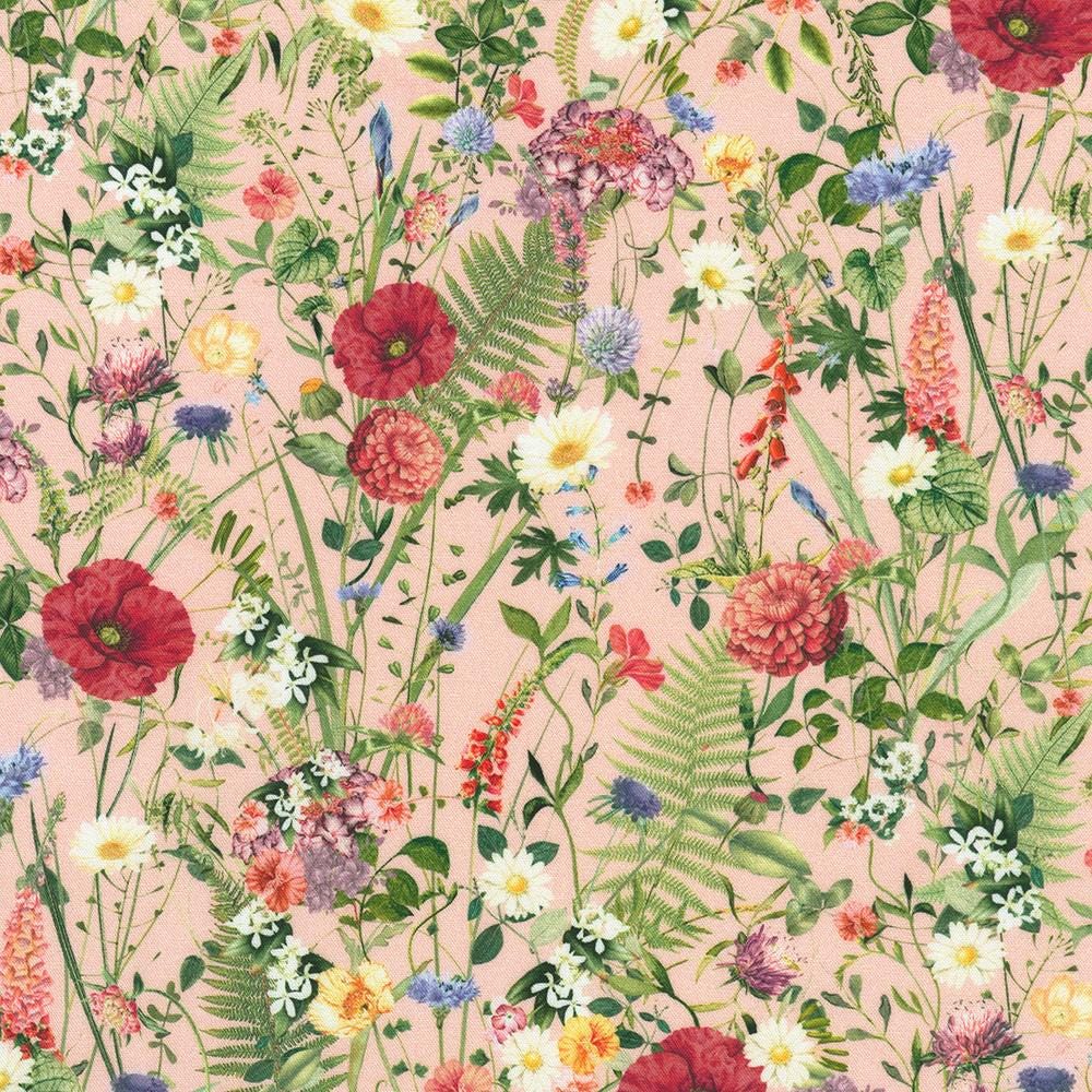 Twilight Terrace 5" Charm Squares, Robert Kaufman CHS-1396-42, 5" Precut Pink Green Black Floral Fabric Squares