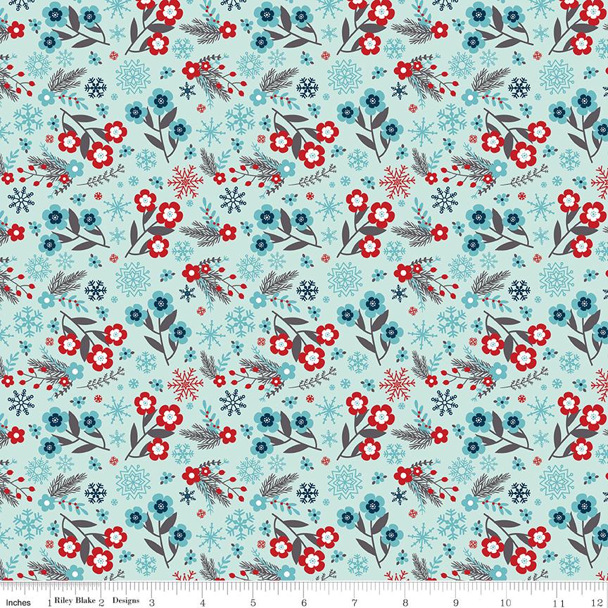 A Perfect Winter 5" Stacker, Riley Blake 5-17990-42, Precut 5" Christmas Xmas Polar Bears Snowmen Charm Pack Fabric, Lori Whitlock
