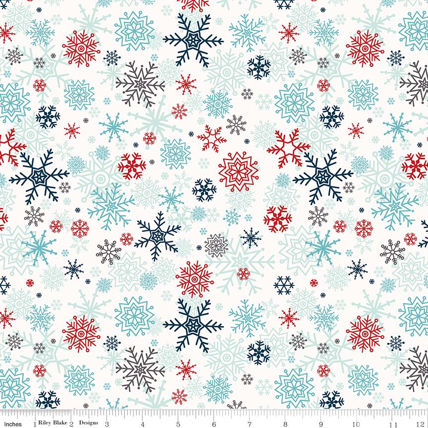 A Perfect Winter 5" Stacker, Riley Blake 5-17990-42, Precut 5" Christmas Xmas Polar Bears Snowmen Charm Pack Fabric, Lori Whitlock
