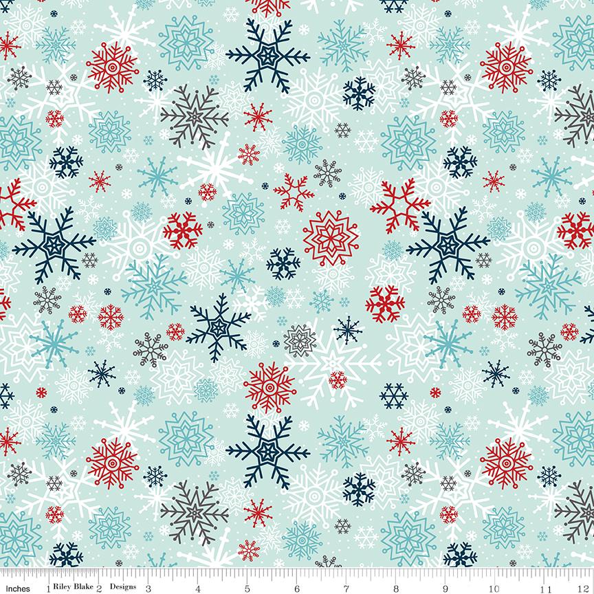 A Perfect Winter 5" Stacker, Riley Blake 5-17990-42, Precut 5" Christmas Xmas Polar Bears Snowmen Charm Pack Fabric, Lori Whitlock
