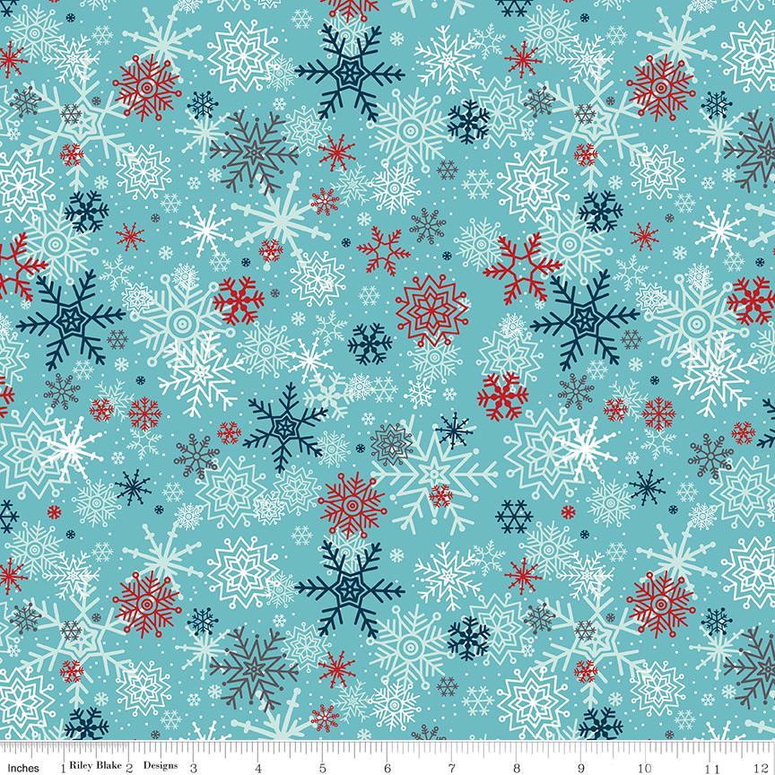 A Perfect Winter 5" Stacker, Riley Blake 5-17990-42, Precut 5" Christmas Xmas Polar Bears Snowmen Charm Pack Fabric, Lori Whitlock