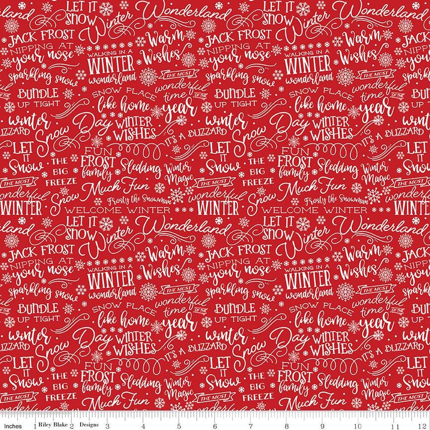 A Perfect Winter 5" Stacker, Riley Blake 5-17990-42, Precut 5" Christmas Xmas Polar Bears Snowmen Charm Pack Fabric, Lori Whitlock