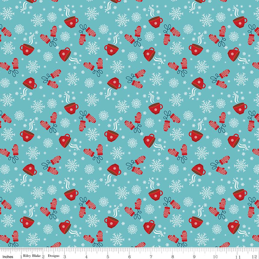 A Perfect Winter 5" Stacker, Riley Blake 5-17990-42, Precut 5" Christmas Xmas Polar Bears Snowmen Charm Pack Fabric, Lori Whitlock
