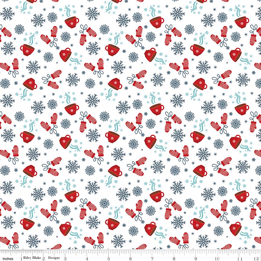 A Perfect Winter 5" Stacker, Riley Blake 5-17990-42, Precut 5" Christmas Xmas Polar Bears Snowmen Charm Pack Fabric, Lori Whitlock