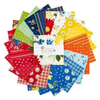 Summer's in Town 5" Stacker, Riley Blake 5-17530-42, 5" Precut Bright Summer Floral Charm Pack Fabric Squares, Sandy Gervais