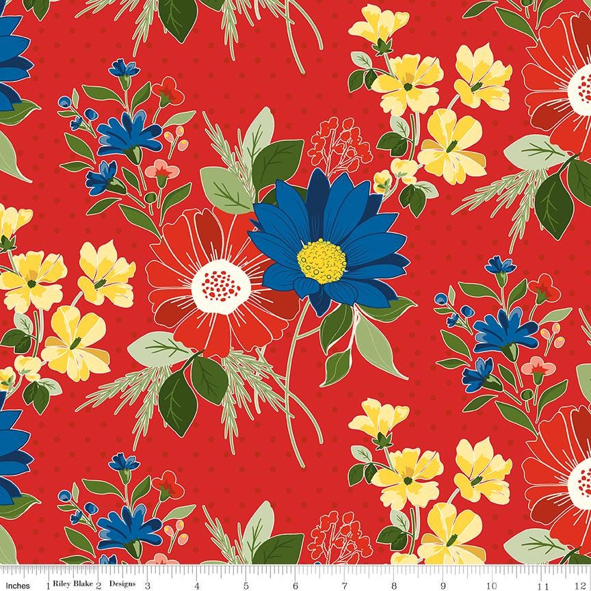 Summer's in Town 5" Stacker, Riley Blake 5-17530-42, 5" Precut Bright Summer Floral Charm Pack Fabric Squares, Sandy Gervais
