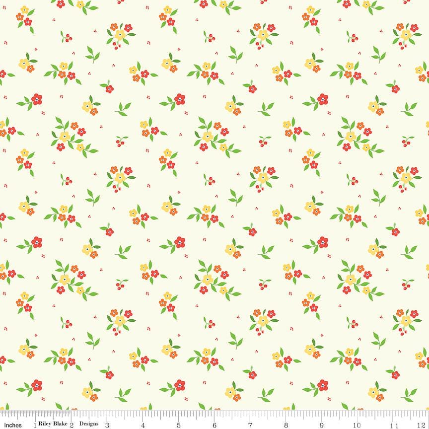 Summer's in Town 5" Stacker, Riley Blake 5-17530-42, 5" Precut Bright Summer Floral Charm Pack Fabric Squares, Sandy Gervais