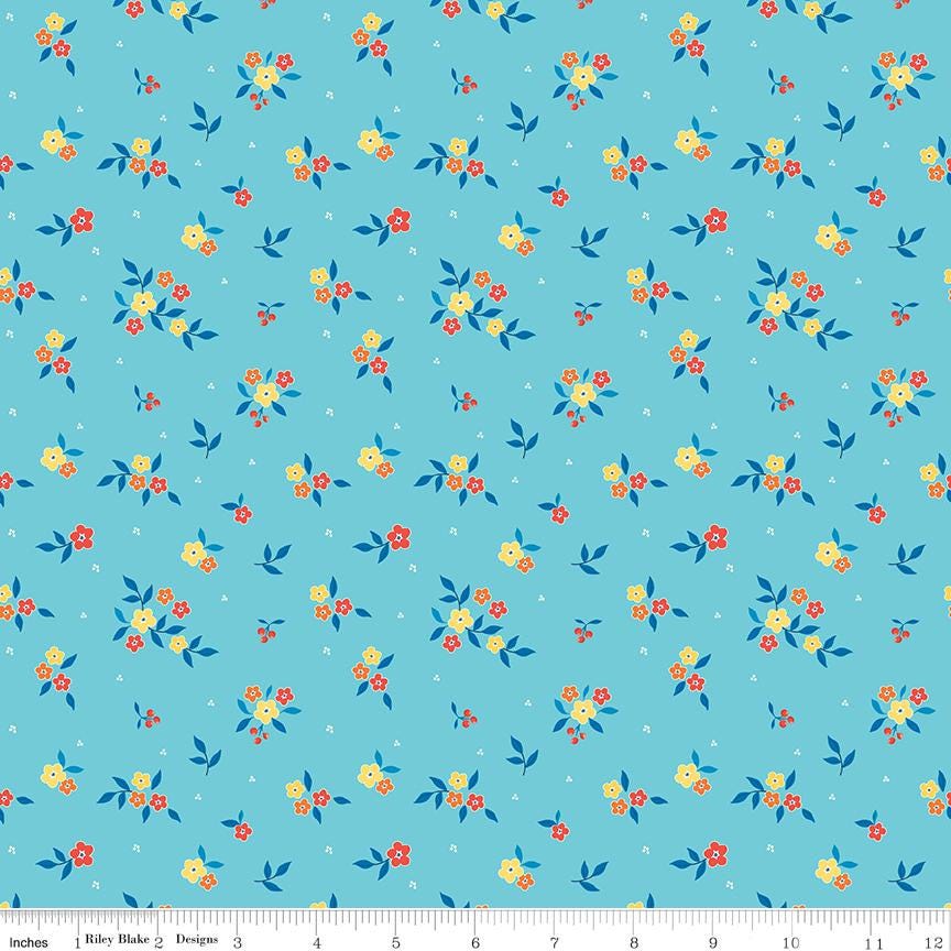 Summer's in Town 5" Stacker, Riley Blake 5-17530-42, 5" Precut Bright Summer Floral Charm Pack Fabric Squares, Sandy Gervais