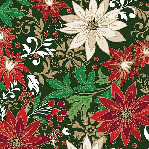 Holiday Nouveau 19 Piece Fat Quarter Bundle, Benartex Kanvas FQHNVPK, Elegant Traditional Christmas Xmas Gold Metallic Fabric Bundle