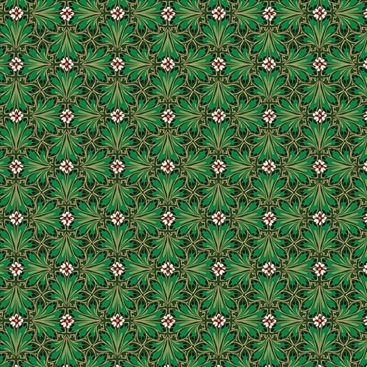 Holiday Nouveau 19 Piece Fat Quarter Bundle, Benartex Kanvas FQHNVPK, Elegant Traditional Christmas Xmas Gold Metallic Fabric Bundle