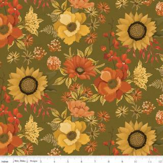 Bountiful 27 Piece Fat Quarter Bundle, Riley Blake FQ-17860-27, 18 x 22 Fabric Cut, Autumn Fall Harvest Floral Fabric, Sandy Gervais