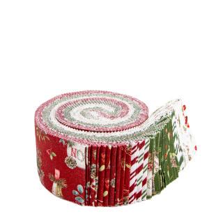 Holiday Spirit 2.5" Rolie Polie, Riley Blake RP-17460-40, 2.5" Precut Red Green Christmas Fabric Strips, Lisa Audit