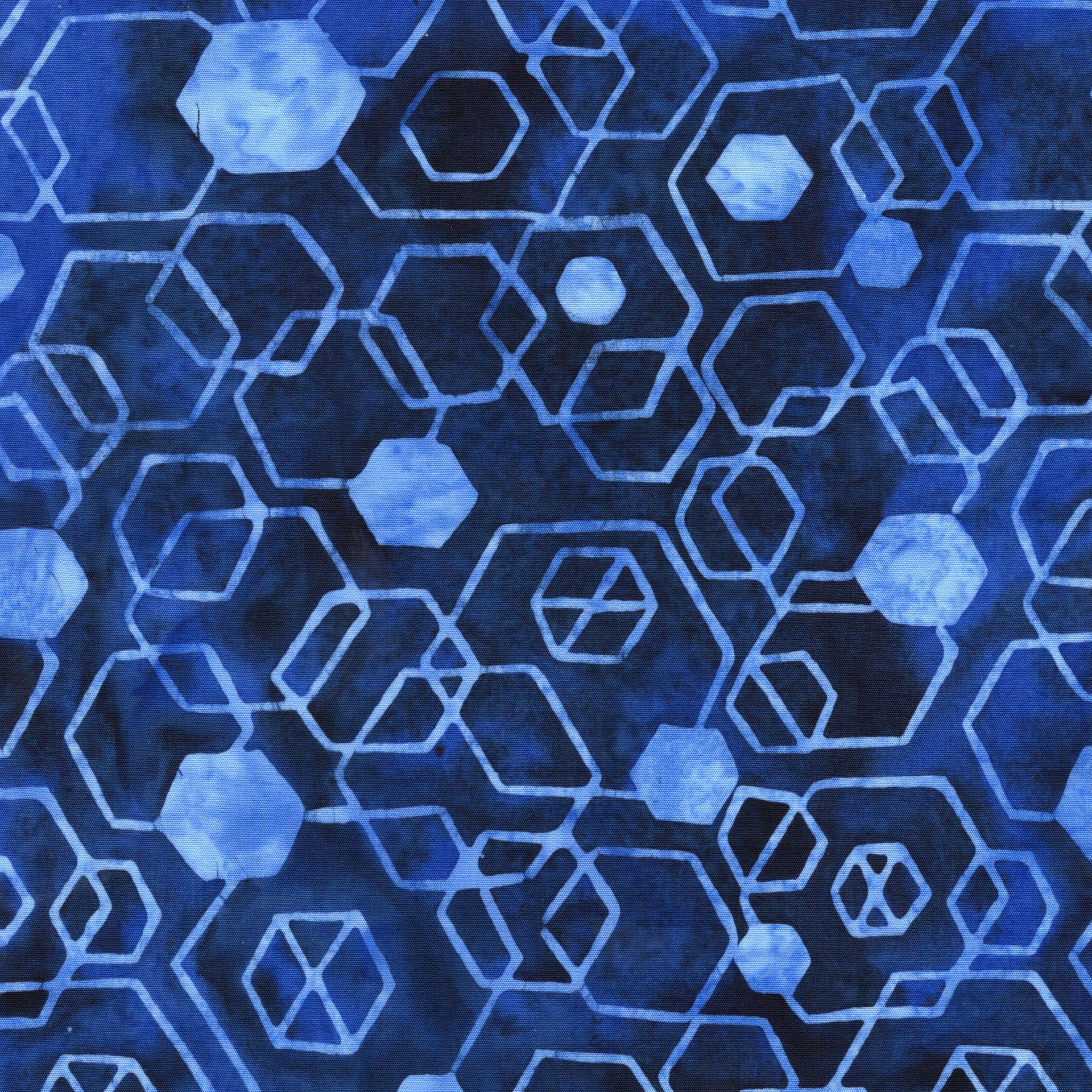 Pixelwave 2.5" Strip Pack, Island Batik, 2.5" Precut Blue White Geometric Batik Jelly Roll Fabric Strips