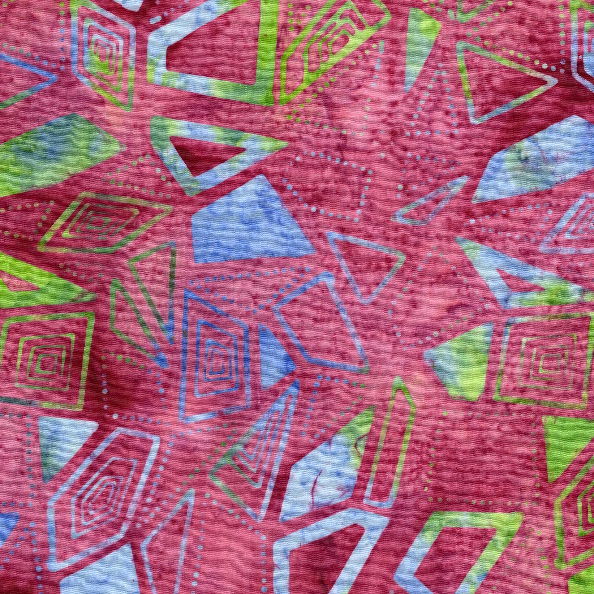 Prism Play 10" Stack, Island Batik, Precut 10" Purple Pink Teal Green Geometric Batik Layer Cake Fabric Squares