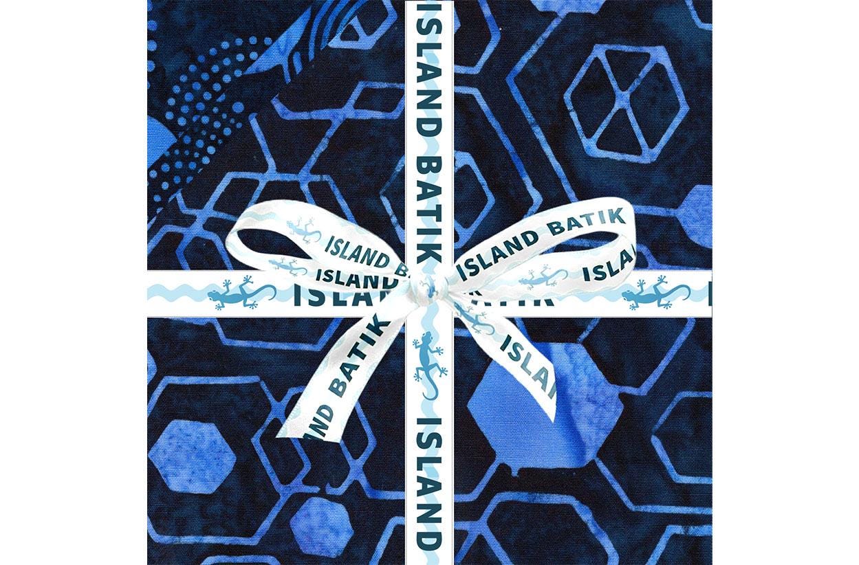 Pixelwave 5" Stamp, Island Batik, 5" Precut Blue White Geometric Batik Fabric Charm Pack Quilt Squares