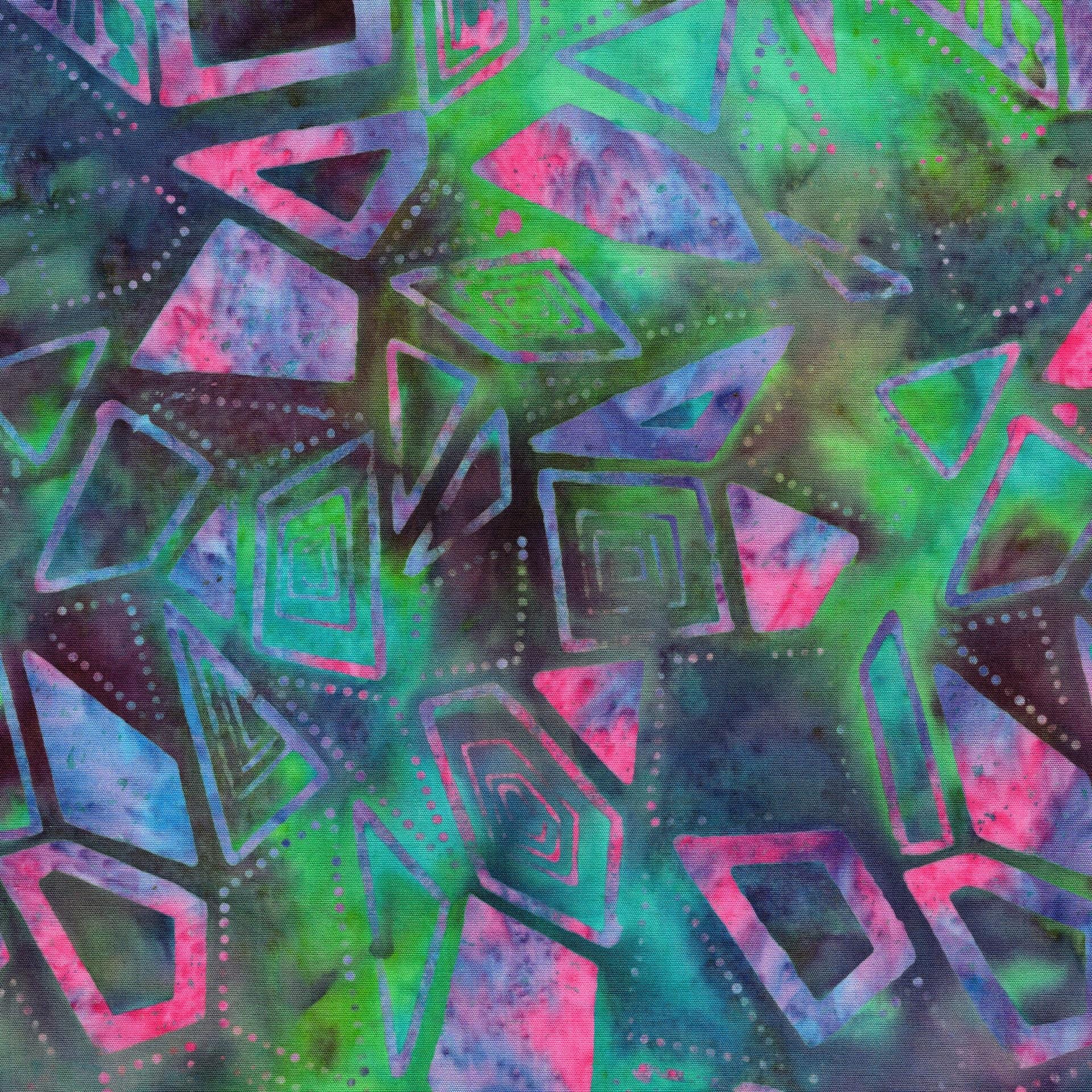 Prism Play 5" Stamp, Island Batik, 5" Precut Pink Purple Green Blue Geometric Batik Fabric Charm Pack Quilt Squares