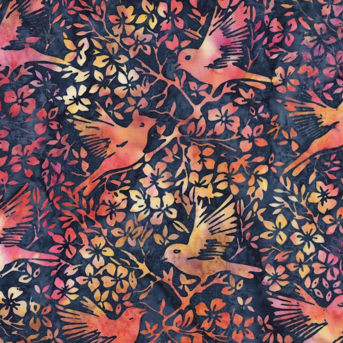 Songbird 5" Stamp, Island Batik, 5" Precut Pink Purple Beige Bird Batik Fabric Charm Pack Quilt Squares