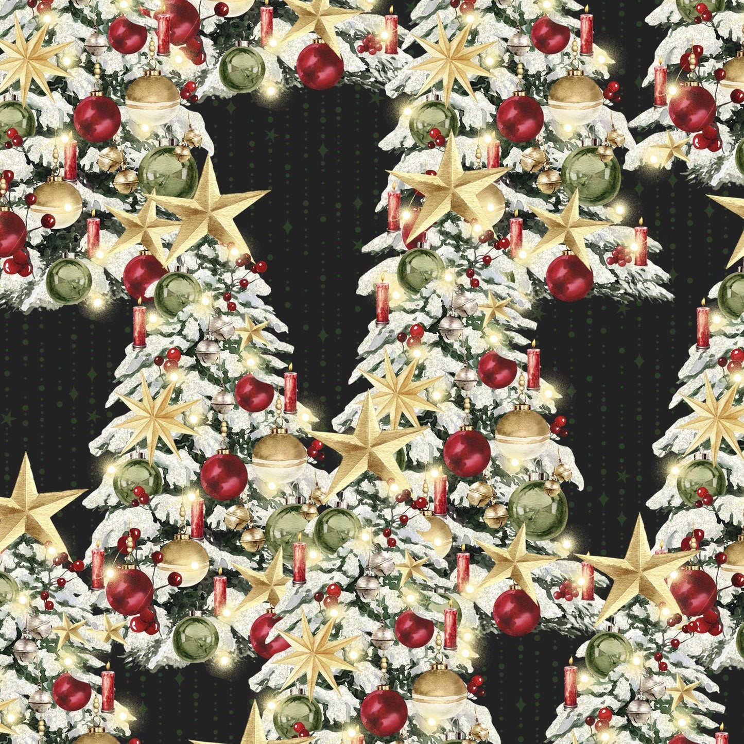 Merry and Bright 10" Squares, White Owl Fabrics MERRYANDBRIGHT-10, 10" Precut Traditional Christmas Xmas Floral Quilt Fabric Squares