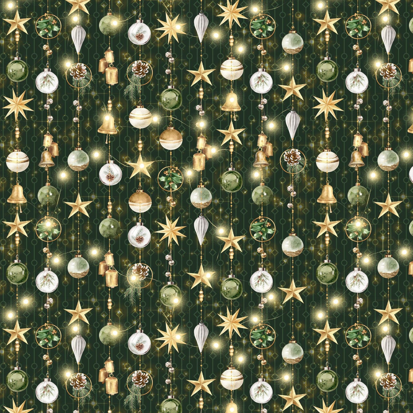 Merry and Bright 10" Squares, White Owl Fabrics MERRYANDBRIGHT-10, 10" Precut Traditional Christmas Xmas Floral Quilt Fabric Squares