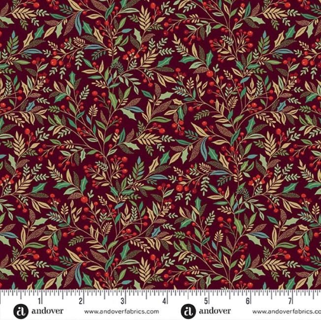 Adorn 2.5" Jelly Roll, Andover 25-ADOR-40, 2.5" Precut Gold Metallic Traditional Christmas Xmas Jelly Roll Fabric Strips, Makower UK