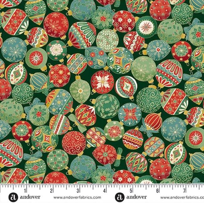 Adorn 2.5" Jelly Roll, Andover 25-ADOR-40, 2.5" Precut Gold Metallic Traditional Christmas Xmas Jelly Roll Fabric Strips, Makower UK