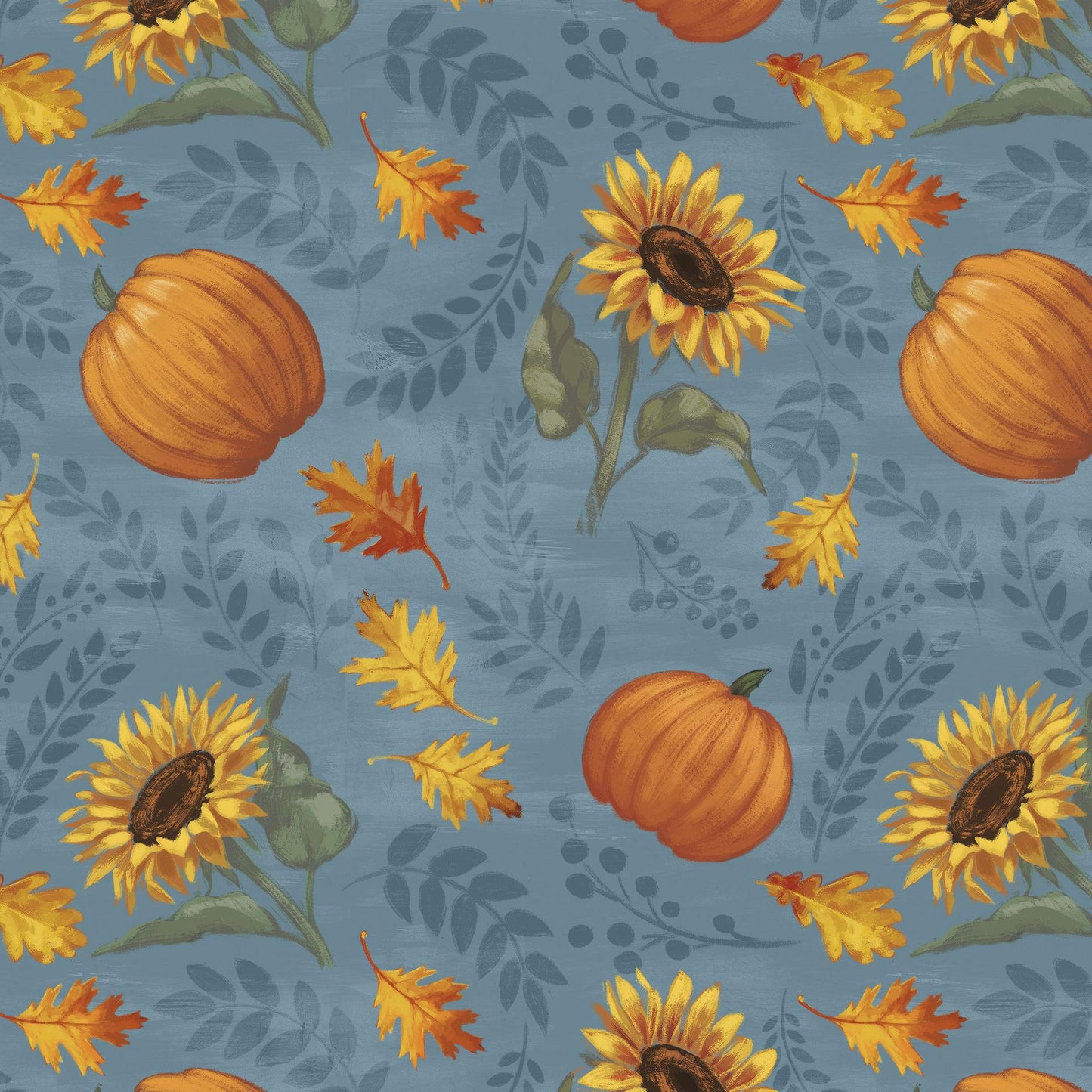 Harvest Delight 5" Squares, White Owl Fabrics HARVESTDELIGHT-05, 5" Precut Autumn Fall Pumpkins Leaves Quilt Fabric Squares