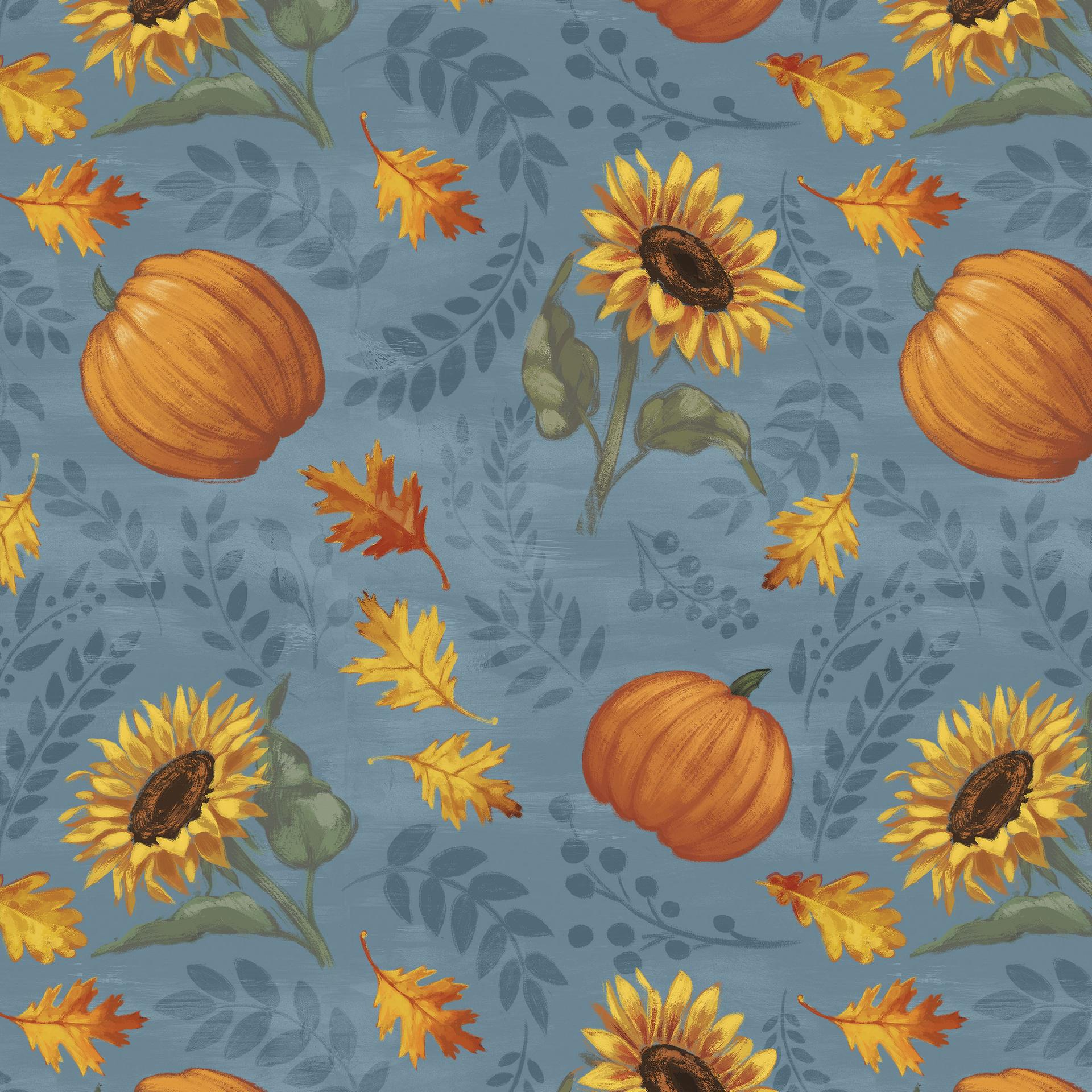 Harvest Delight 5" Squares, White Owl Fabrics HARVESTDELIGHT-05, 5" Precut Autumn Fall Pumpkins Leaves Quilt Fabric Squares